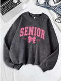 Senior 2025 Pink Bow Sweatshirt – Cute & Comfy Fleece Pullover for Women