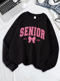 Senior 2025 Pink Bow Sweatshirt – Cute & Comfy Fleece Pullover for Women