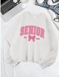 Senior 2025 Pink Bow Sweatshirt – Cute & Comfy Fleece Pullover for Women