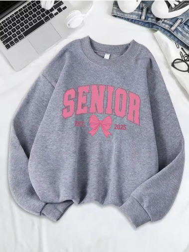 Senior 2025 Pink Bow Sweatshirt – Cute & Comfy Fleece Pullover for Women