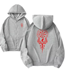 Women's Zipper Hoodie – Urban Streetwear Jacket with High-Grade Viking Art Print | Casual Fashion Sweatshirt Coat