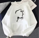 Cozy Autumn & Winter Women's Sweatshirt with Cute Cat Print – Casual Pullover for Home & Daily Wear