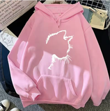 Cozy Autumn & Winter Women's Sweatshirt with Cute Cat Print – Casual Pullover for Home & Daily Wear