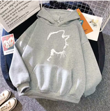 Cozy Autumn & Winter Women's Sweatshirt with Cute Cat Print – Casual Pullover for Home & Daily Wear