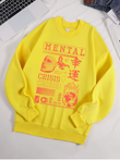 "Mental Crisis Over Lucky People" Graphic Sweatshirt – Women's Cozy Fleece O-Neck Hoodie, Casual Loose Fit, Winter Warm Pullover