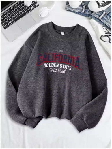 California Golden State West Coast Printed Sweatshirt – Women's Loose Fit Fleece Hoodie