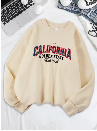 California Golden State West Coast Printed Sweatshirt – Women's Loose Fit Fleece Hoodie