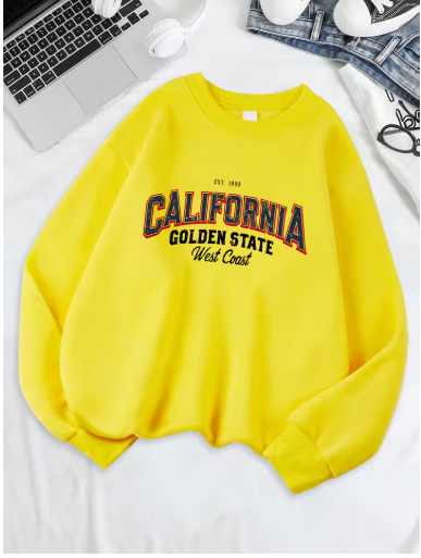 California Golden State West Coast Printed Sweatshirt – Women's Loose Fit Fleece Hoodie