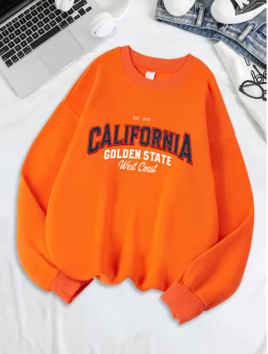California Golden State West Coast Printed Sweatshirt – Women's Loose Fit Fleece Hoodie
