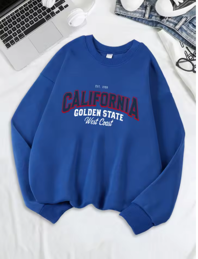 California Golden State West Coast Printed Sweatshirt – Women's Loose Fit Fleece Hoodie