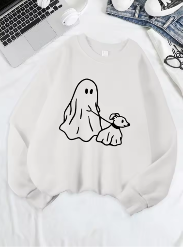 Little Devil Leading Dog Printed Sweatshirt – Women's Cozy Fleece Hoodie