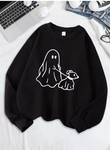 Little Devil Leading Dog Printed Sweatshirt – Women's Cozy Fleece Hoodie