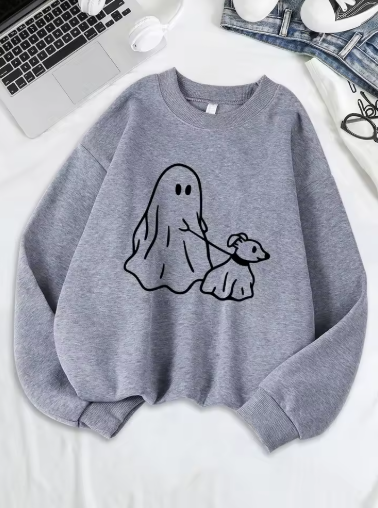 Little Devil Leading Dog Printed Sweatshirt – Women's Cozy Fleece Hoodie