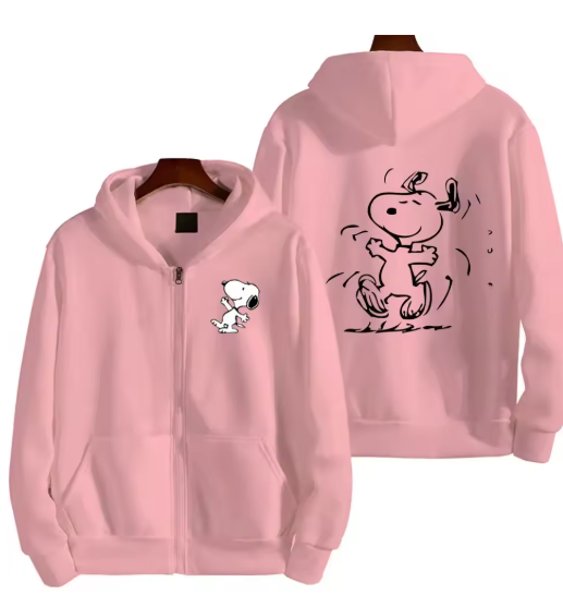 Snoopy Cartoon Zip-Up Hoodie – Oversized Unisex Jacket for Spring & Autumn