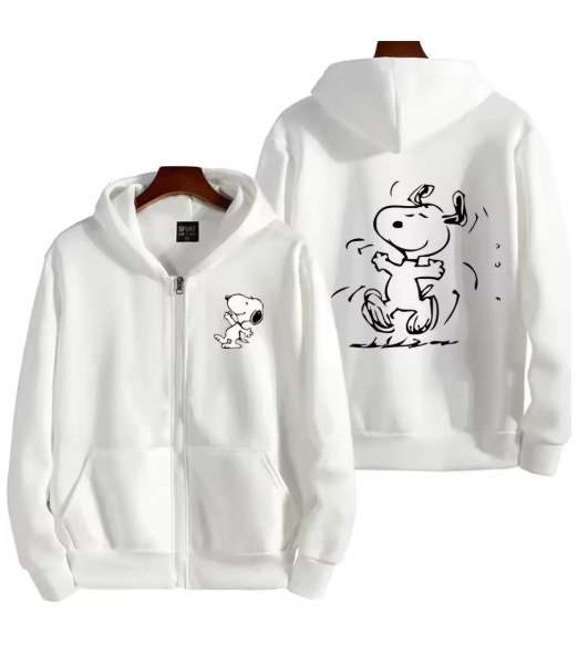Snoopy Cartoon Zip-Up Hoodie – Oversized Unisex Jacket for Spring & Autumn