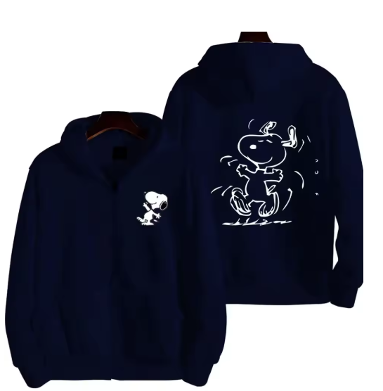 Snoopy Cartoon Zip-Up Hoodie – Oversized Unisex Jacket for Spring & Autumn