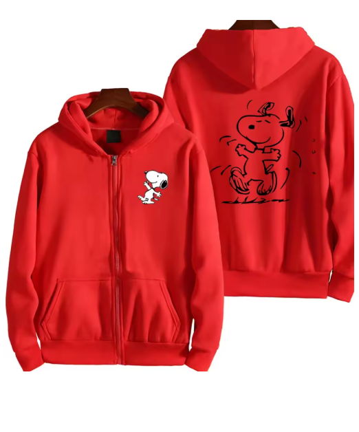 Snoopy Cartoon Zip-Up Hoodie – Oversized Unisex Jacket for Spring & Autumn