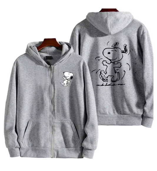 Snoopy Cartoon Zip-Up Hoodie – Oversized Unisex Jacket for Spring & Autumn