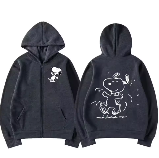 Snoopy Cartoon Zip-Up Hoodie – Oversized Unisex Jacket for Spring & Autumn