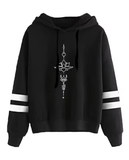 Autumn Women's Casual Lotus Print Hoodie – Warm Pullover Sweatshirt with Hood, Long Sleeves
