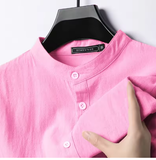 New Men's Lightweight Linen-Cotton Long Sleeve Henley Shirt