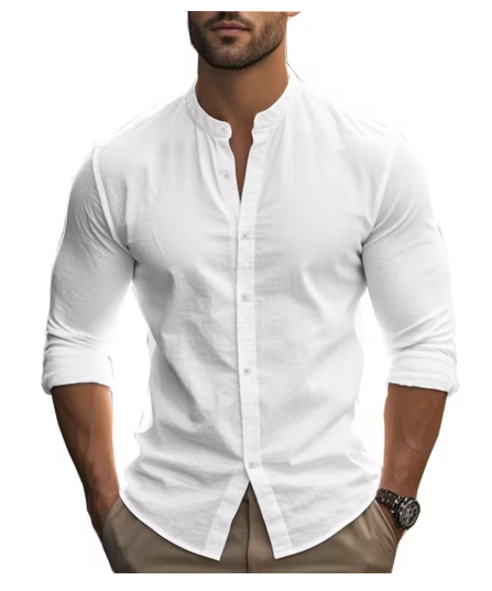 Men’s Cotton-Linen Slim Fit Shirt – Casual & Breathable Spring/Summer Style