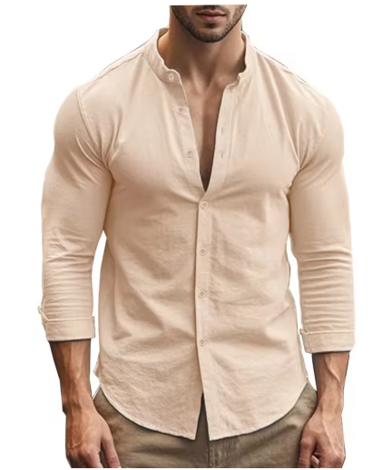 Men’s Cotton-Linen Slim Fit Shirt – Casual & Breathable Spring/Summer Style