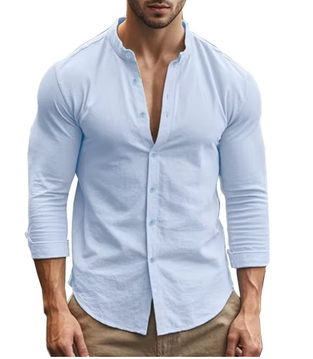 Men’s Cotton-Linen Slim Fit Shirt – Casual & Breathable Spring/Summer Style