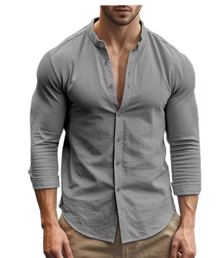 Men’s Cotton-Linen Slim Fit Shirt – Casual & Breathable Spring/Summer Style
