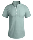 Men’s Summer Casual Stand Collar Cotton Shirt – Lightweight & Breathable