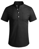 Men’s Summer Casual Stand Collar Cotton Shirt – Lightweight & Breathable