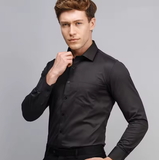 Men’s Formal Long Sleeve Shirt – Classic White Office Style with Pocket