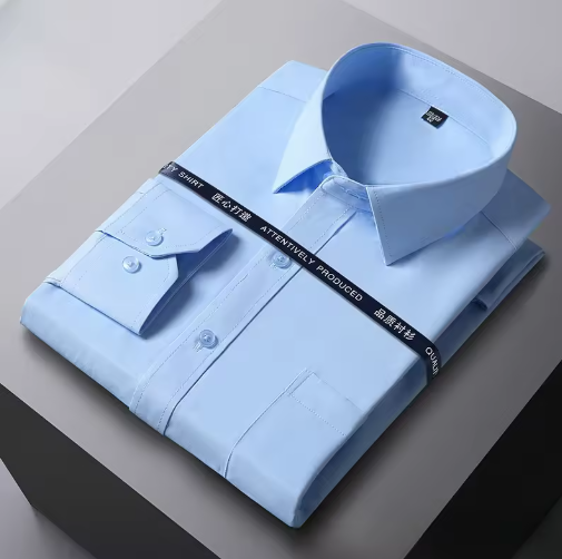 Men’s Formal Long Sleeve Shirt – Classic White Office Style with Pocket