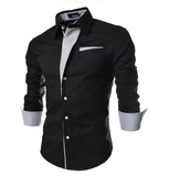 Men’s Striped Long Sleeve Shirt – Slim Fit Business Style