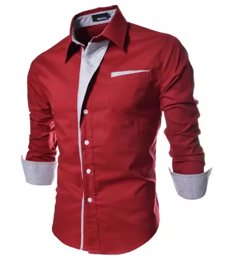 Men’s Striped Long Sleeve Shirt – Slim Fit Business Style