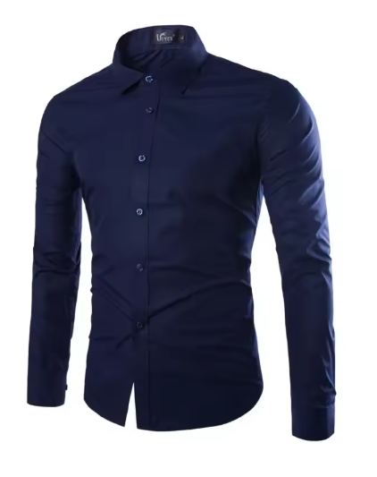 Men’s Striped Long Sleeve Shirt – Slim Fit Business Style