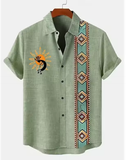 African Tribal-Inspired 3D Cotton & Linen Short-Sleeved Shirt – Modern, Breathable & Best-Selling Summer/Autumn Style