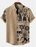 African Tribal-Inspired 3D Cotton & Linen Short-Sleeved Shirt – Modern, Breathable & Best-Selling Summer/Autumn Style