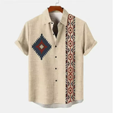 African Tribal-Inspired 3D Cotton & Linen Short-Sleeved Shirt – Modern, Breathable & Best-Selling Summer/Autumn Style