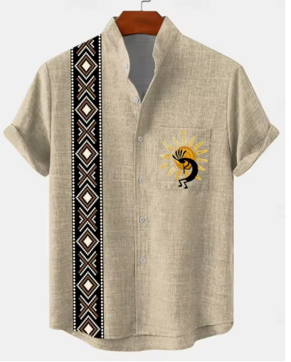 New Men's 3D Casual Street Style Short Sleeve Shirt – Comfortable Cotton & Linen Hawaiian Top for Summer