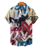 Men’s 3D Graffiti Oil Painting Shirt – Streetwear Hawaiian Casual Lapel Top (Plus Size Available)