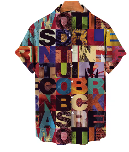 Men’s 3D Graffiti Oil Painting Shirt – Streetwear Hawaiian Casual Lapel Top (Plus Size Available)