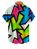 Men’s 3D Graffiti Oil Painting Shirt – Streetwear Hawaiian Casual Lapel Top (Plus Size Available)