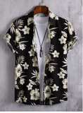 Men’s Coconut Tree Print Short Sleeve Shirt – Casual Summer Resort Style