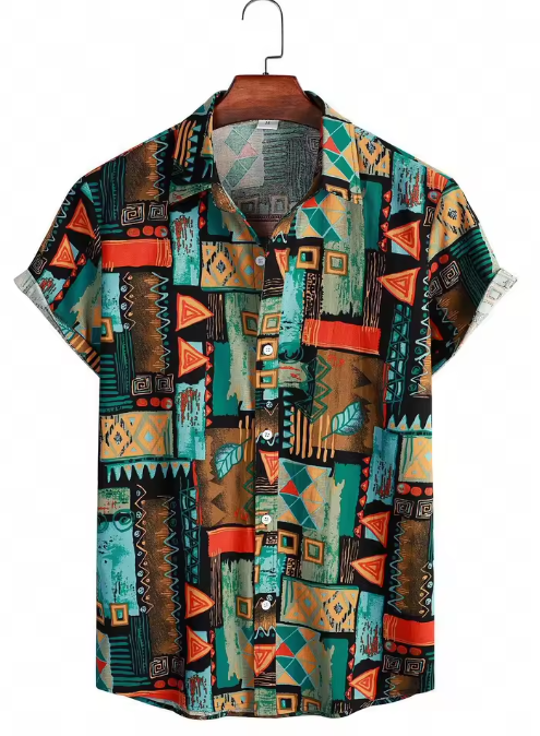 Men’s Coconut Tree Print Short Sleeve Shirt – Casual Summer Resort Style