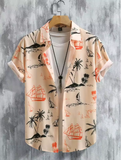 Men’s Coconut Tree Print Short Sleeve Shirt – Casual Summer Resort Style