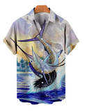 Men’s 3D Printed Hawaiian Shirt – Retro Wave Style with Short Sleeves