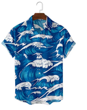 Men’s 3D Printed Hawaiian Shirt – Retro Wave Style with Short Sleeves