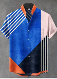 Men’s Summer Linen Shirt – Casual Short Sleeve Button-Up with Irregular Print