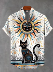 Men’s Summer Linen Shirt – Casual Short Sleeve Button-Up with Irregular Print